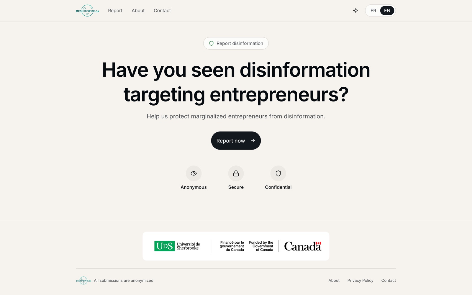 Plateforme desinfopme.ca : signalement de désinformation, bilingue