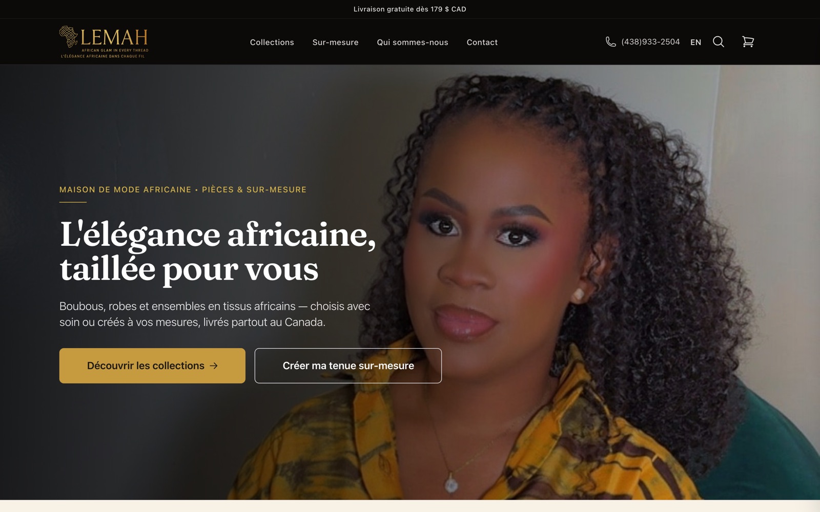 Boutique en ligne LEMAH, mode africaine : hero « L'élégance africaine, taillée pour vous »